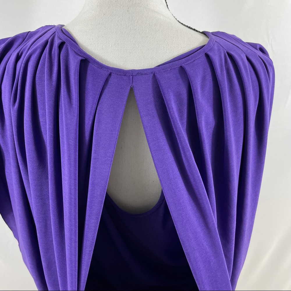 Alex Alea by Kormarov Womens Blouson Dress Purple Stretch Sleeveless Petites PM - Picture 6 of 12